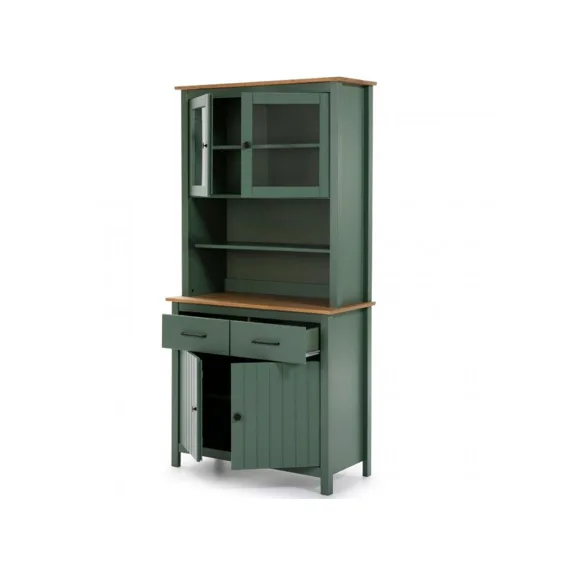 Olivově zelená borovicová vitrína Marckeric Miranda 180 x 90 cm